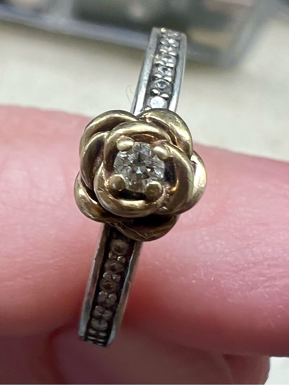 Disney Beauty And The Beast Ring Rose 10k Gold Diamond 925 Ring Size 7